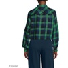 image:imageLands End Womens Cropped Flannel ShirtRich CloverNavy Plaid
