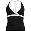 image:imageLands End Womens DCup Chlorine Resistant VNeck Halter Tankini Swimsuit TopBlackWhite