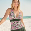 image:imageLands End Womens DCup Plunge Tankini TopPink FloralBorder Mix