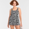 image:imageLands End Womens DCup Scoop Neck Swim Dress SwimsuitBlackWhite Vine Floral
