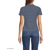 image:imageLands End Womens Drapey Rib Fitted Short Sleeve Mini TShirtDeep Sea NavyIvory Stripe