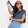 image:imageLands End Womens Drapey Rib Fitted Short Sleeve Mini TShirtDeep Sea NavyIvory Stripe
