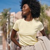 image:imageLands End Womens Drapey Rib Fitted Short Sleeve Mini TShirtIvoryPale Yellow Stripe