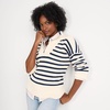 image:imageLands End Womens Drifter Cotton Quarter Zip Pullover SweaterIvoryNavy Stripe