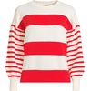 image:imageLands End Womens Drifter Jersey Crewneck SweaterCoral RedIvory Stripes