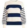 image:imageLands End Womens Drifter Jersey Crewneck SweaterNavyFresh Ivory Wide Stripe