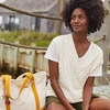 image:imageLands End Womens Drifter Modern Cable V Neck Vest SweaterFresh Ivory