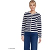 image:imageLands End Womens Fine Gauge Cotton Milano Blazer SweaterDeep SeaIvory Stripe
