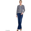 image:imageLands End Womens Fine Gauge Cotton Milano Blazer SweaterDeep SeaIvory Stripe