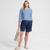 image:imageLands End Womens Fine Gauge Cotton Milano Blazer SweaterMuted CobaltIvory Stripe