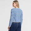 image:imageLands End Womens Fine Gauge Cotton Milano Blazer SweaterMuted CobaltIvory Stripe