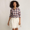 image:imageLands End Womens Flannel Boyfriend Fit Long Sleeve ShirtNavyBourbon Plaid