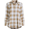 image:imageLands End Womens Flannel Boyfriend Fit Long Sleeve ShirtRich Camel Buffalo Check