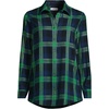 image:imageLands End Womens Flannel Boyfriend Fit Long Sleeve ShirtRich CloverNavy Plaid