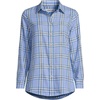 image:imageLands End Womens Flannel Boyfriend Fit Long Sleeve ShirtSea Spray Blue Plaid