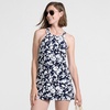 image:imageLands End Womens High Neck Swim Dress  High Rise CottonRich Stretch Knit PullOn Casual Trousers Work Travel Lounge Petite and Plus SizesNavy Blossom Floral