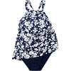 image:imageLands End Womens High Neck Swim Dress  High Rise CottonRich Stretch Knit PullOn Casual Trousers Work Travel Lounge Petite and Plus SizesNavy Blossom Floral