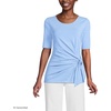 image:imageLands End Womens Lightweight Jersey Tie Front TopClear Blue Sky Thin Stripe