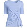 image:imageLands End Womens Lightweight Jersey Tie Front TopLight Periwinkle Tiny Stripe