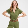image:imageLands End Womens Linen Blend Short Sleeve Button Front Polo TopArtichoke