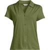 image:imageLands End Womens Linen Blend Short Sleeve Button Front Polo TopArtichoke