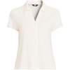 image:imageLands End Womens Linen Blend Short Sleeve Button Front Polo TopIvory