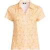image:imageLands End Womens Linen Blend Short Sleeve Button Front Polo TopSweet Mango Palm Leaves