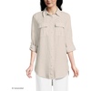 image:imageLands End Womens Linen Roll Sleeve Relaxed Tunic TopChampagneLinen