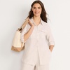 image:imageLands End Womens Linen Roll Sleeve Relaxed Tunic TopChampagneLinen