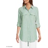 image:imageLands End Womens Linen Roll Sleeve Relaxed Tunic TopPale EmeraldLilac Stripe