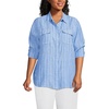 image:imageLands End Womens Linen Roll Sleeve Relaxed Tunic TopSoft Blue Linen Stripe