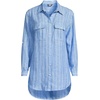 image:imageLands End Womens Linen Roll Sleeve Relaxed Tunic TopSoft Blue Linen Stripe