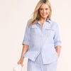 image:imageLands End Womens Linen Roll Sleeve Relaxed Tunic TopSoft Blue Linen Stripe
