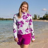 image:imageLands End Womens Long Sleeve Rash Guard Coverup UPF 50EgretBerry Etched Floral