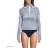 image:imageLands End Womens Long Sleeve Rash Guard Coverup UPF 50WhiteDeep Sea Navy Stripe