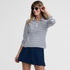 image:imageLands End Womens Long Sleeve Rash Guard Coverup UPF 50WhiteDeep Sea Navy Stripe