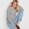 image:imageLands End Womens Long Sleeve Slub Hooded PopoverWhiteBlack Stripe