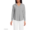 image:imageLands End Womens Long Sleeve Slub Hooded PopoverWhiteBlack Stripe
