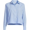 image:imageLands End Womens No Iron Boxy Cropped ShirtClear Blue Sky Thin Stripe