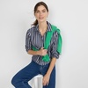 image:imageLands End Womens No Iron Boxy Cropped ShirtNavyWhite Dual Stripe