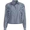 image:imageLands End Womens No Iron Boxy Cropped ShirtNavyWhite Dual Stripe