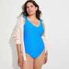 image:imageLands End Womens Ottoman Rib Tie Shoulder Tankini TopFreshwater Blue Ottoman