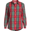image:imageLands End Womens Pinwale Cord Long Sleeve ShirtCompass RedEmerald Plaid
