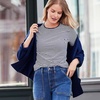 image:imageLands End Womens Plus Size Lightweight Jersey Skimming Long Sleeve Crew Neck TShirtNavyWhite Micro Stripe