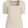 image:imageLands End Womens Puff Sleeve Mariner Square Neck TopChampagneIvory Breton Stripes