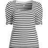 image:imageLands End Womens Puff Sleeve Mariner Square Neck TopOysterBlack Breton Stripes