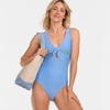 image:imageLands End Womens Ribbed Knot Front One Piece SwimsuitBlue Ottoman