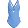 image:imageLands End Womens Ribbed Knot Front One Piece SwimsuitBlue Ottoman
