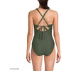 image:imageLands End Womens Ribbed Knot Front One Piece SwimsuitRich Olive Green Ottoman