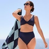 image:imageLands End Womens Ribbed Smoothing High Waisted Bikini BottomsDeep Sea Navy